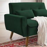 Portaforta 48" Small Loveseat Sofa, Mid Century Modern Love Seat Couch, 2 Seat Tufted Couches with Throw Pillows for Living Room, Apartment, Bedroom and Small Spaces, Green Portaforta