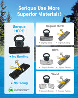 Serique Folding Adirondack Chair Wood Texture, Patio Chair Weather Resistant, Outdoor Chair, Lawn Chair with Cup Holder, Fire Pit Chair for Deck, Outdoor, Porch, Backyard, Garden (Black) Serique