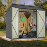 Outdoor Storage Shed, 6 X 4ft Metal Galvanized Steel Garden Shed with Floor Frame, Utility Tool Shed Storage House for Backyard, Patio, Lawn Thanaddo