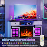 Maupvit TV Stand for Televisions 65 Inch with Sliding Barn Doors, Media Entertainment Center Storage Cabinet, Adjustable Led Light Modern Table, White Maupvit