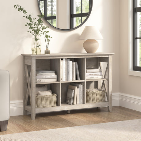 Bush Furniture Key West 6 Cube Bookcase in Washed Gray, Small Organizer for Home Office, Living Room, and Entryway Bush Business Furniture