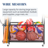Mythinglogic Sports Equipment Garage Organizer,Garage Ball Storage for Sports Gear and Toys, Rolling Ball Cart with Wheels for Indoor/Outdoor Use Mythinglogic
