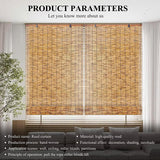 BAYUE Bamboo Reed Roller Blinds, Patio & Porch Blackout, UV Protection, Eco-Friendly, Heat Insulation, Semi-Sheer, Brown, 34"W x 48"H, Manual Lift, Outside Mount, Top Control, Rectangular, 1 Pack BAYUE