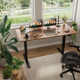 Furmax Electric Height Adjustable Standing Desk Large 63 x 24 Inches Sit Stand up Desk Home Office Computer Desk Memory Preset with T-Shaped Metal Bracket, Brown Furmax