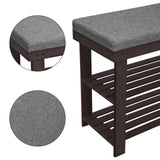 SONGMICS Bamboo Shoe Bench, 3-Tier Shoe Rack Organizer for Entryway, Living Room, Bench Seat Holds Up to 300 lb, 11.9 x 28.3 x 19.2 Inches, Rustic Walnut and Slate Gray ULBS604CG SONGMICS