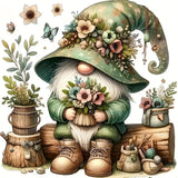 CHWGLFGG 5D Gnome Diamond Art Kits for Adults Beginners,DIY Full Round Drill Diamond Painting Kits Spring Flower,Paint by Diamonds Dot Gem Art Crystal Butterfly Easy,Home Wall Decor 11.8X11.8Inch CHWGLFGG