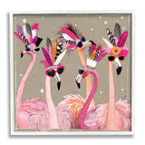 Stupell Industries Fancy Pants Flamingos, Design by Hammond Gower White Framed Wall Art, 24 x 24, Brown Stupell Industries