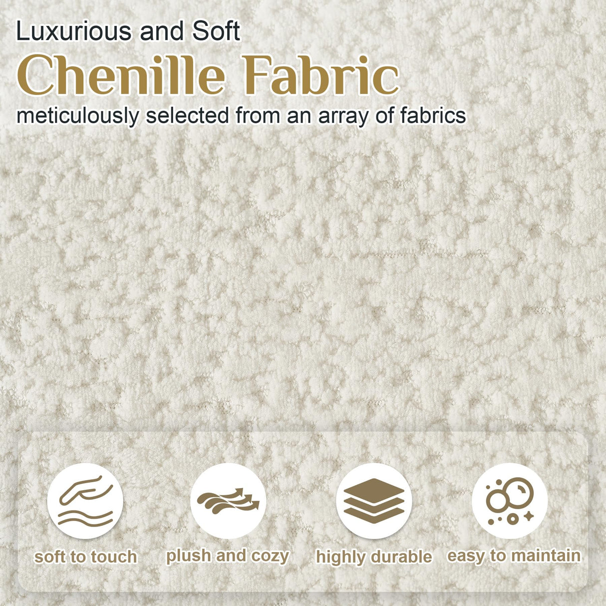 114" Oversized Sectional Sofa for Living Room, Modern Luxury Plush Chenille 4-Seater Extra Deep & Wide Seat Curved Cloud Couch with 4 Throw Pillows, No Assembly Needed, Cream White DAMAIFROM