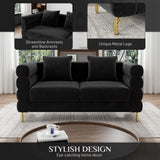 OUYESSIR Cloud Sofa Couch for Living Room, 59" Comfy Deep Seat Velvet Loveseat Sofa with 2 Pillows and Gold Legs, Modern Upholstered 2 Seater Love Seat for Bedroom Office, Dark Black Velvet OUYESSIR