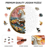 Wooden Puzzle for Adults 500 Piece - 3D Vision Effect Galloping White Horse Wooden Puzzle Unique Shape Advanced Wooden Jigsaw Puzzle, Wood Puzzles, Challenge Wooden Jigsaw Puzzle(16.3 x 16.5 in) Qiuenisray