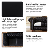 N NOORDENIYA Chesterfield Leather Sofa, 89" Mid Century Modern Couch with Low Back, Roll Arm Nailhead Trim Classic 3 Seater Couch for Living Room, Office, Apartment, PU Black N NOORDENIYA