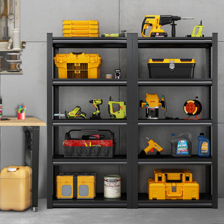 TOPKEY 5-Tier Utility Shelves Garage Storage Shelves, Heavy Duty Metal Storage Shelf for Garage, Kitchen, Warehouse, Adjustable Basement Storage Rack, Load 2000LBS, 63" H x 31.5" W x 15.8" D TOPKEY