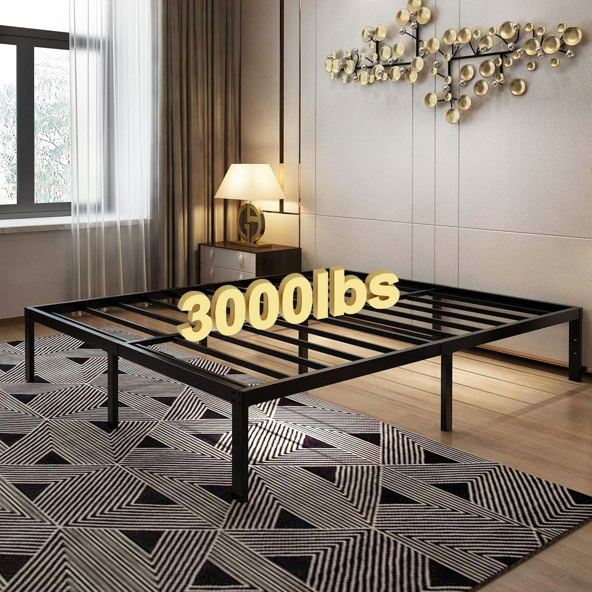 45MinST 14 Inch Platform Bed Frame/Easy Assembly Mattress Foundation / 3000lbs Heavy Duty Steel Slat/Noise Free/No Box Spring Needed, King 45MinST