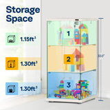 VIVOHOME 3 Layers 16''W x 16''D x 33''H Glass Display Cabinet Showcase Countertop with Lock, 4mm Tempered Glass 25mm MDF Base VIVOHOME