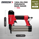 Arrow PT18G Gauge Oil-Free Pneumatic Brad Nailer - Small Light Trim and Interior Molding Work, Operates Up to 100psi Compression Unit, Fits 5/8", 3/4", 1", 1.5", 2" Brad Nails Arrow