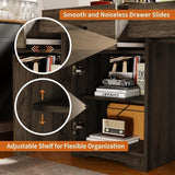 MaverickFurni Farmhouse Computer Desk with 2 Drawers & Storage Cabinet, Compact Home Office Desk for Small Spaces, Wooden Executive Desk for Study, Bedroom, Brown MaverickFurni