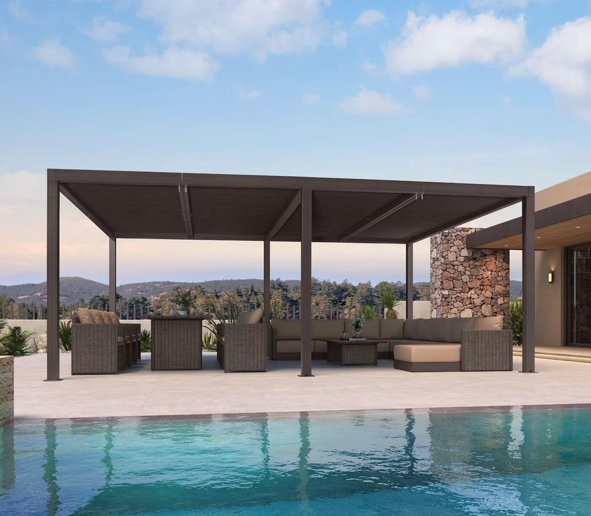 PURPLE LEAF Louvered Pergola 14' × 20' Outdoor Hardtop Gazebo Sun Shade with Adjustable Canopy Patio Aluminum Retractable Roof for Outside Deck Backyard Pavilion PURPLE LEAF