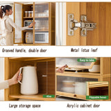 Premium 67" Bamboo Kitchen Storage Buffet with Acrylic Doors & Versatile Shelves TVMCNA