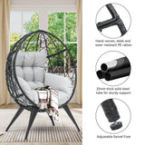 YITAHOME Large Wicker Egg Chair with Stand for Indoor and Outdoor, Cushion, and Adjustable Leveling Feet, Large Lounger for Garden, Patio, Balcony, Backyard,Supports up to 330lbs, Gray YITAHOME