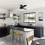 Hunter - Presto Indoor Low Profile Ceiling Fan, Wall Control, 52-inch, Matte Black, Casual-style, 3-speed WhisperWind Motor, 52407, for living rooms, bedrooms, home offices, kitchens Hunter