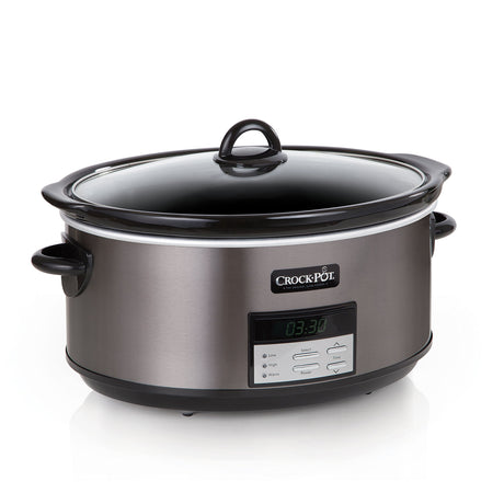 Crock-Pot Large 8-Quart Programmable Slow Cooker with Auto Warm Setting, Black Stainless Steel (Pack of 1) Crock-Pot