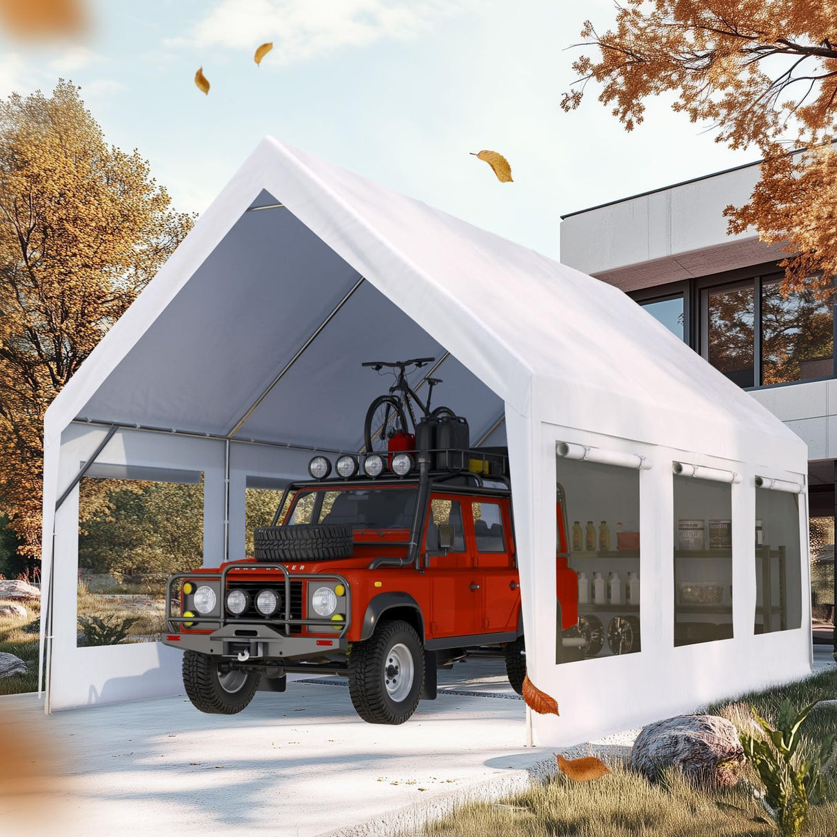 Quictent Heavy Duty 12x20 ft Carport Tent with Ultra-High Peak & Ventilation Windows, Waterproof Outdoor Canopy Shelter for Events, Storage, Parking & Wedding - White Quictent