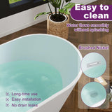 HIGREENA 55" Acrylic Freestanding Bathtub, Glossy White Soaking Tub, Stand Alone Tub, Oval Bathtub with Chrome Overflow and Drain, Free Standing Tub for Bathroom HIGREENA