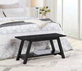 Roundhill Furniture Elyz Solid Wood Bench with Shelf, 36.10-Inch Long, Espresso Roundhill Furniture