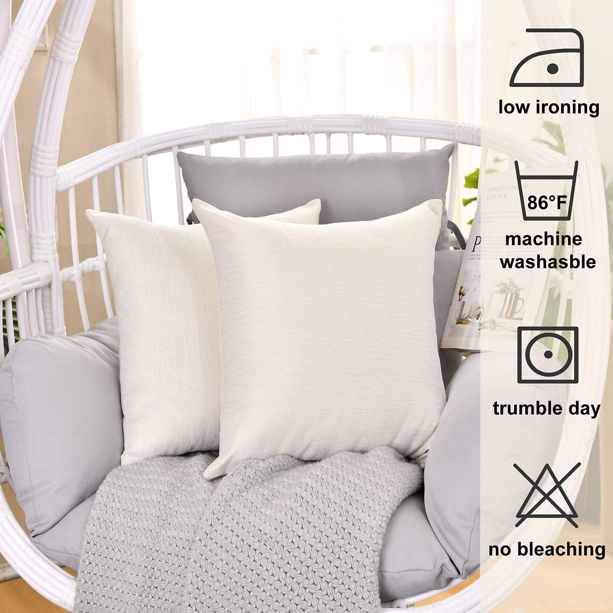 WANZELONYO Throw Pillow Covers 18 x 18 Blank Decor Linen Couch Pillow Case Cover for Sublimation HTV Vinyl Craft Set of 4 Beige WANZELONYO