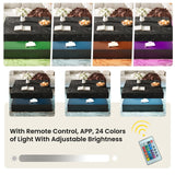 Square Coffee Table with LED Lights – 2-Tier High Gloss Minimalist Design, 30.7-Inch Modern Center Table with Storage and Drawer – Wooden Coffee Table for Living Room, Home, and Office GOFEI