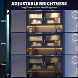 Vlsrka LED Computer Desk with Hutch, 40 Inch Modern Gaming Desk with Power Outlet, Wooden Home Office Desk with Storage Drawers & Shelves (Black) Vlsrka