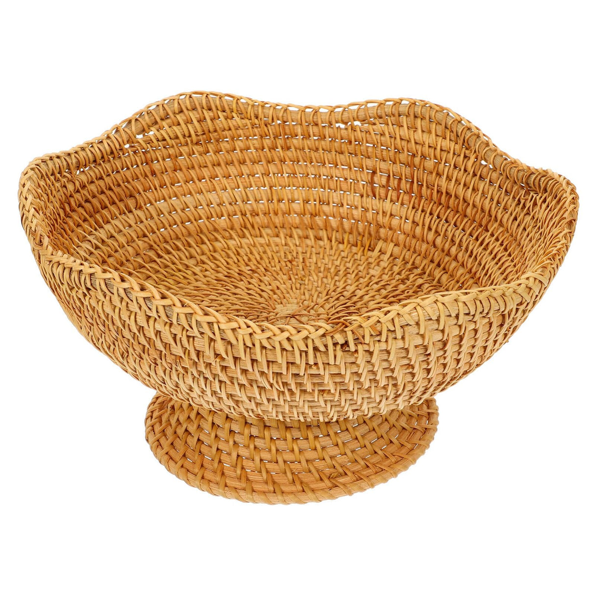 Alipis Rattan Fruit Bowl, Bread Basket Wicker Storage Bowls Woven Footed Bowl Round Pedestal Plate Keys Storage Basket Dessert Display Platter Snack Serving Dish for Kitchen Alipis