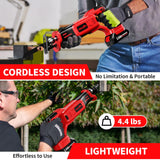 FULLYEA Reciprocating Saw Cordless, Brushless Reciprocating Saw 0-3500 SPM, Cordless Saw with 2 * 2.0Ah Battery & 4 Saw Blades, Battery Powered Reciprocating Saw for Wood/Metal/Plastic Cutting FULLYEA