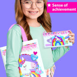 KRAFUN Decorate-a-Bag Craft Kit for Kids 5+ Years, Unicorn & Fairy Theme with Stickers & Gems, 3 DIY Customizable Bags, Step-by-Step Instructions, Creative Activity Set Girls & Boys, Educational Toy KRAFUN