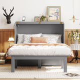 Jintop Murphy Bed Full Szie,Cabinet Hideaway with USB Port and Removable Shelves,Wall Bed W/ 2 Movable Desks,can be Folded,Platform Bedframe for Kids Bedroom,Student Dorms,Gray Jintop