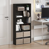Furinno Basic Book Shelf, 6-Tier Bookcase with Open Shelf, Bookshelf, Cube Storage Organizer, 7 x 24 x 53, for Living Room, Bedroom, Home Office, Espresso Furinno