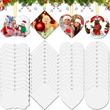 Jenaai 48 Pcs Sublimation Ornament Blanks 2.95 Inch Christmas Double Sided Sublimation Blank Pendants with Rope MDF Heat Transfer Disc Blanks for Party Xmas Tree Decorations and DIY Crafts, 4 Shapes Jenaai