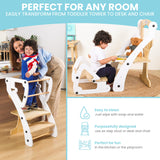 ZYSMALAT Toddler Tower | Kitchen Stool Helper | Montessori Kitchen Step Stool | Toddler Standing Tower | Learning Tower | Adjustable Height | Foldable Tower | Kids Boys Girls | 2025 Design ZYSMALAT