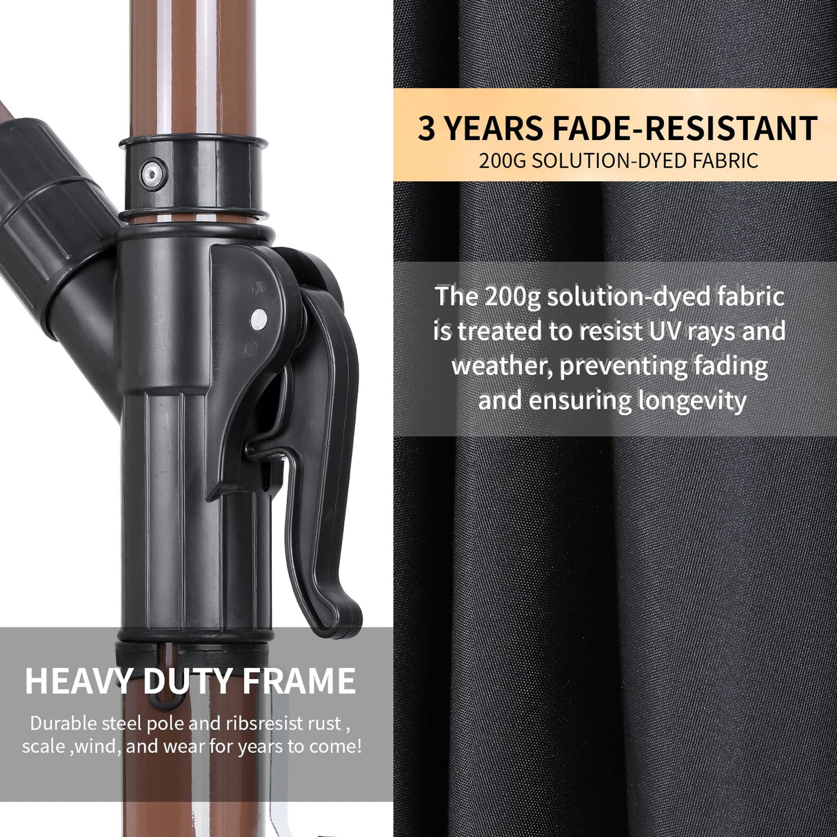 EchoSmile 10FT Solar Cantilever Patio Umbrella with 32 LED Lights and 8 Ribs, Cross Base, Tilt Adjustment, UV-resistant fabric for Deck, Pool, Garden, Backyard, Black EchoSmile