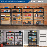 Karl home 5 Tier Metal Garage Shelves, Boltless Assembly,Adjustable Shelf for Storage Heavy Duty, Wide-Size Shelf Organization for Pantry Basement Kitchen, 1500lbs,43.3"L x 17.7"W x 70.9"H,Black & 1P Karl home