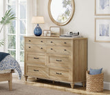 WAMPAT 8 Drawers Dresser for Bedroom, Farmhouse Dresser Chest of Drawers, Light Wood Kids Dresser for Closet, Dressers Organizer for Living Room & Hallway, 54 Inch, Oak WAMPAT