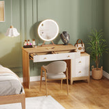 Tribesigns Vanity Desk with 4 Large Drawers, 51-Inch Makeup Vanity Table for Women Girls, Modern Dressing Table Set for Makeup Room, Bedroom (Light Walnut, Without Mirror & Stool) Tribesigns