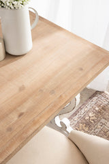 Kate and Laurel Wyldwood Farmhouse Wooden Desk, 46 x 24 x 30, Brown and White, Rustic Carved Wood Computer Desk for Functional and Stylish Home Office Decor Kate and Laurel