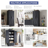 72" Tall Antique Black Farmhouse Storage Cabinet with Adjustable Shelves, Drawer & Barn Doors by JXQTLINGMU JXQTLINGMU