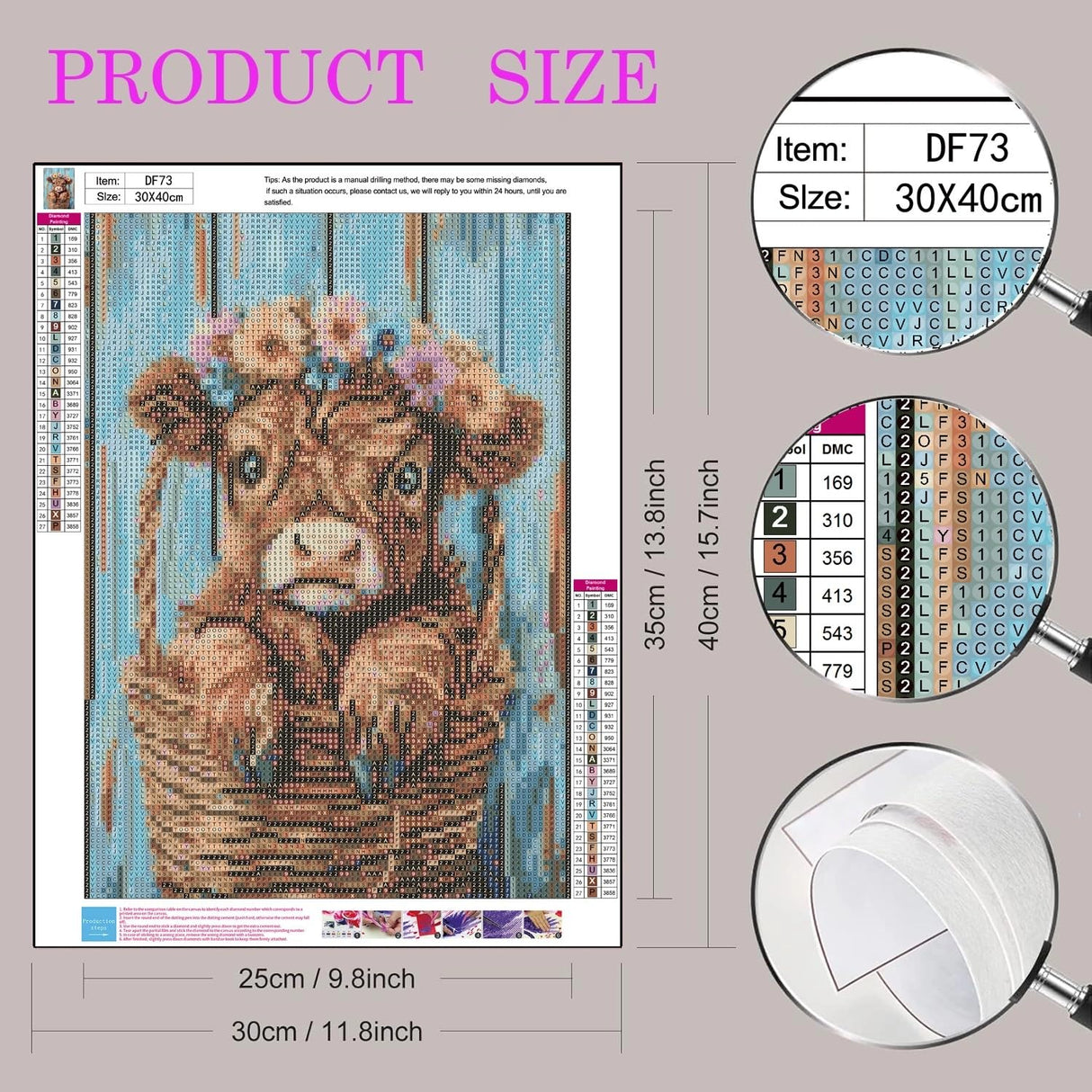 Cow Diamond Painting Kits for Adults Beginners,Highland Cow 5D Diamond Art Kit, Full Round Drills Small Animal Diamond Dots Paint with Diamonds, DIY Beads Gem Painting for Decor 12 x 16 Inches DIYDECORFUN