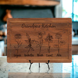 Personalized Cutting Board For Mom - Grandma, Birth Flower Grandmom's Garden, Mothers Day Gifts For Grandma, Christmas and Birthday Gifts For Mom From Son, Daughter, Chopping Board for Mama's Kitchen Generic