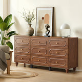 ORRD 9 Drawer Fluted Dresser for Bedroom, Mid Century Modern Chest of Drawers, Wood Storage Small Dresser Organizer for Bedroom Living Room Hallway Closet, Walnut ORRD
