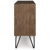 SIMPLIHOME Chase SOLID ACACIA WOOD and Metal 54 inch Wide Modern Industrial Low Bookcase in Rustic Natural Aged Brown SIMPLIHOME