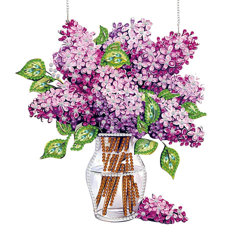 ZENDIYO Flowers Diamond Art Hanging Kits for Adults Kids, DIY Acrylic Special Shaped Diamond Art Painting Window Pendants Dreamcatcher for Home Wall Hanging Kits Hanging Ornament Christmas Gift ZENDIYO
