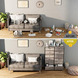 Arlopu 12-Drawer Dresser, 35.2’‘ Widened 6-Layer Fabric Storage Tower w/Textured Print Fabric Bins, Tall Chest Organizer Unit for Living Room, Hallway, Nursery, Closets, Adjustable Feetpad Arlopu